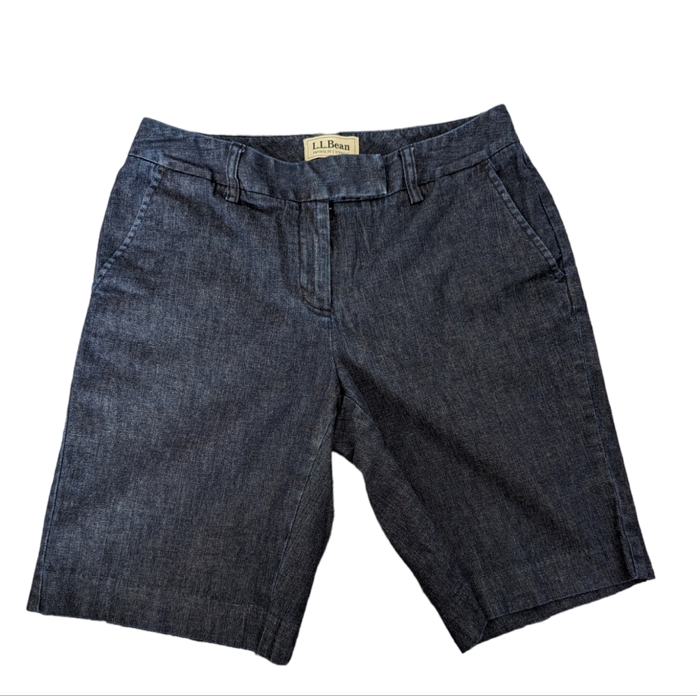 L.L. BEAN Women's Favorite Fit Straight Denim Shorts Dark Wash Size 8